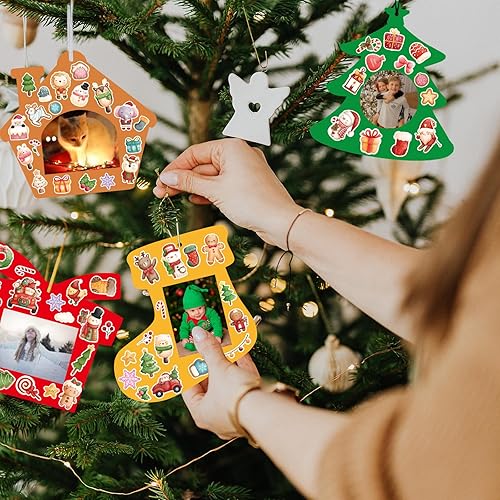 Miniatura 6 de WorldBazaar Paquete de 12 marcos de fotos de Navidad para niños, kits de marcos de fotos de vacaciones de invierno, aula, decoración del hogar,