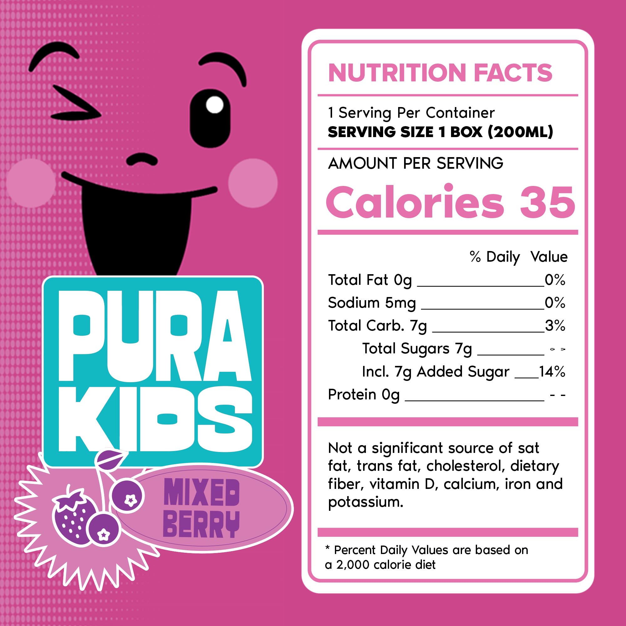 PURA Kids Box | Mixed Berry Fruit Extract Infused Drink for kids | 7g Of Pure Cane Sugar | Non-GMO | Vegan, No Artificial Sweeteners | Best Lunchbox Beverage with Paper Straw | 6.76 fl oz (200ml), Pack of 6
