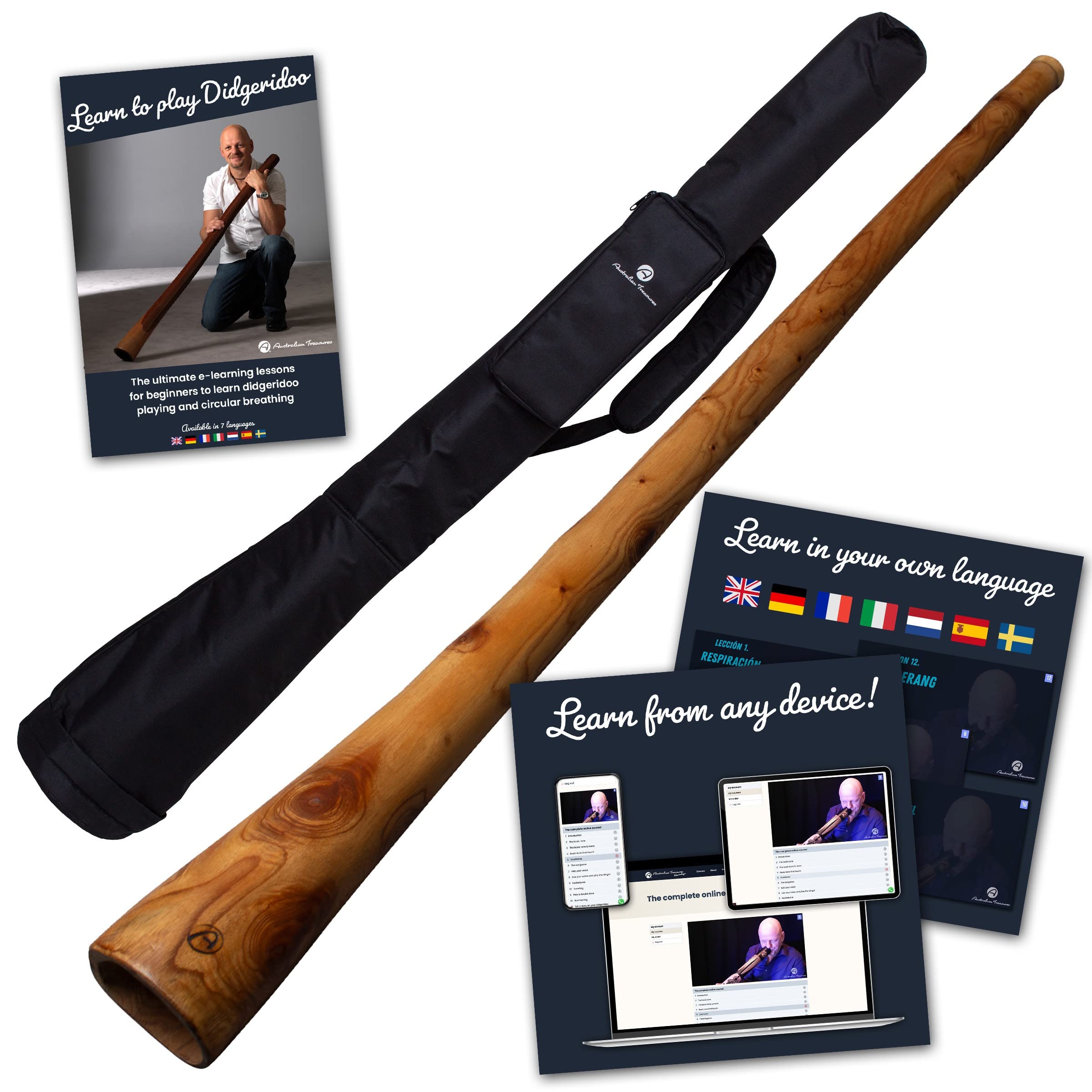 Didgeridoo acajou 150cm y compris cours en ligne Didgeridoo & respiration circulaire