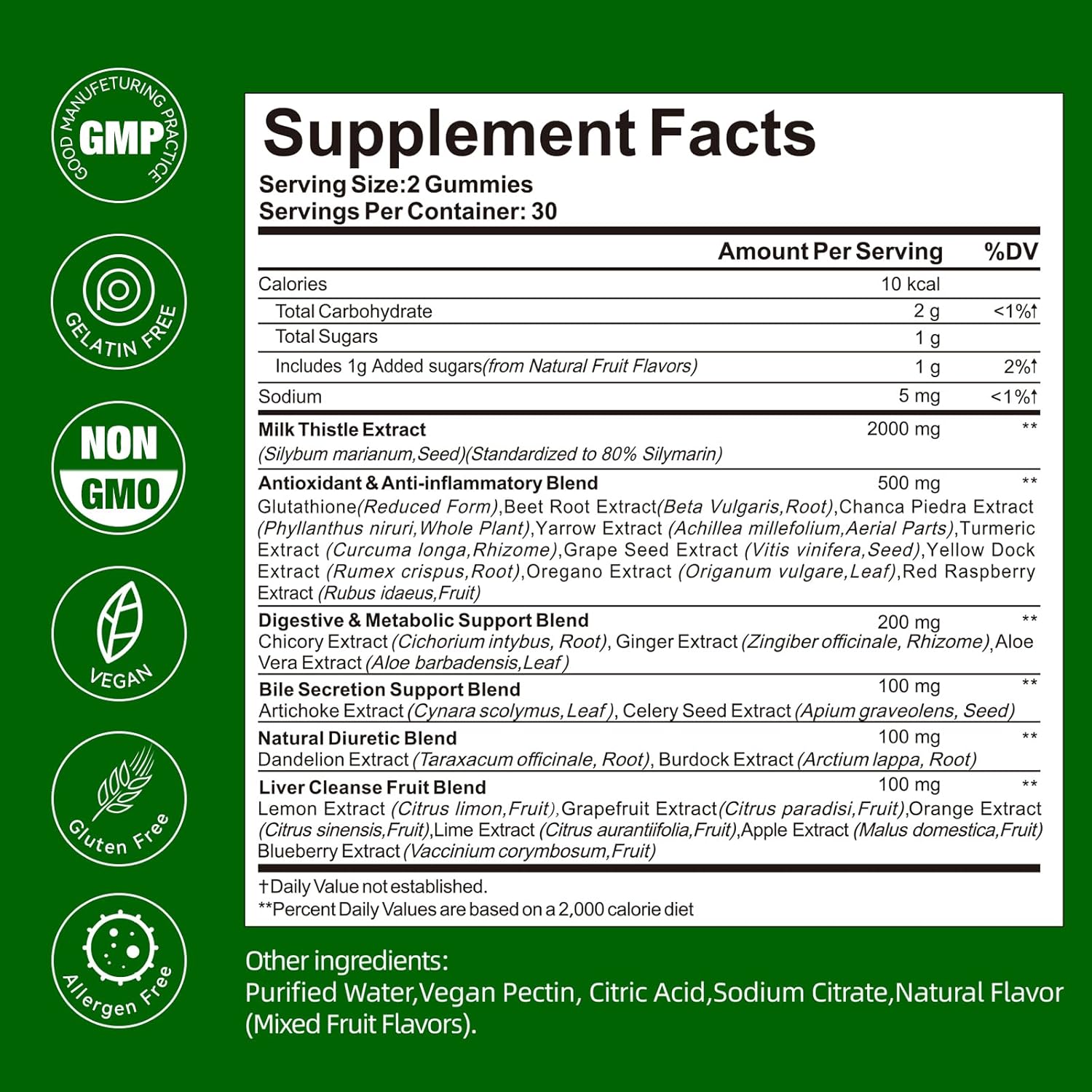 Liver Cleanse Detox & Repair Gummies - 2000mg Milk Thistle Liver Detox Supplement, Liver Support Supplement with Dandelion Root - Mixed Fruit Flavor, 60 Gummies - Image 7