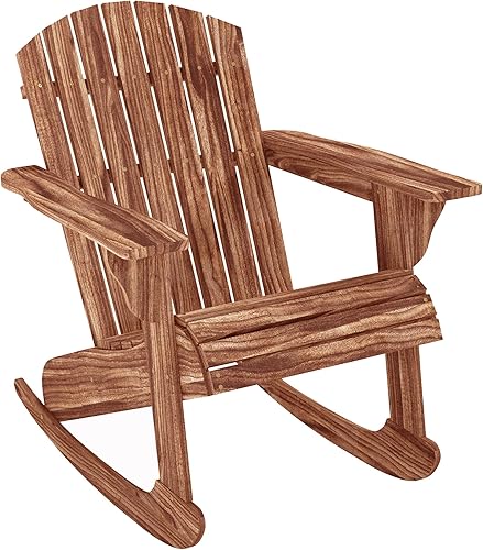 Outsunny Mecedora Adirondack de madera para exteriores, asiento para hoguera con diseño de madera de tablillas, respaldo en abanico y estilo rústico