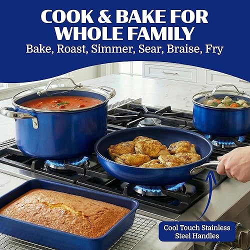 Miniatura 8 de Granitestone Ceraluxe - Juego de 20 utensilios de cocina de cerámica antiadherentes, juego completo de ollas y sartenes antiadherentes con juego de