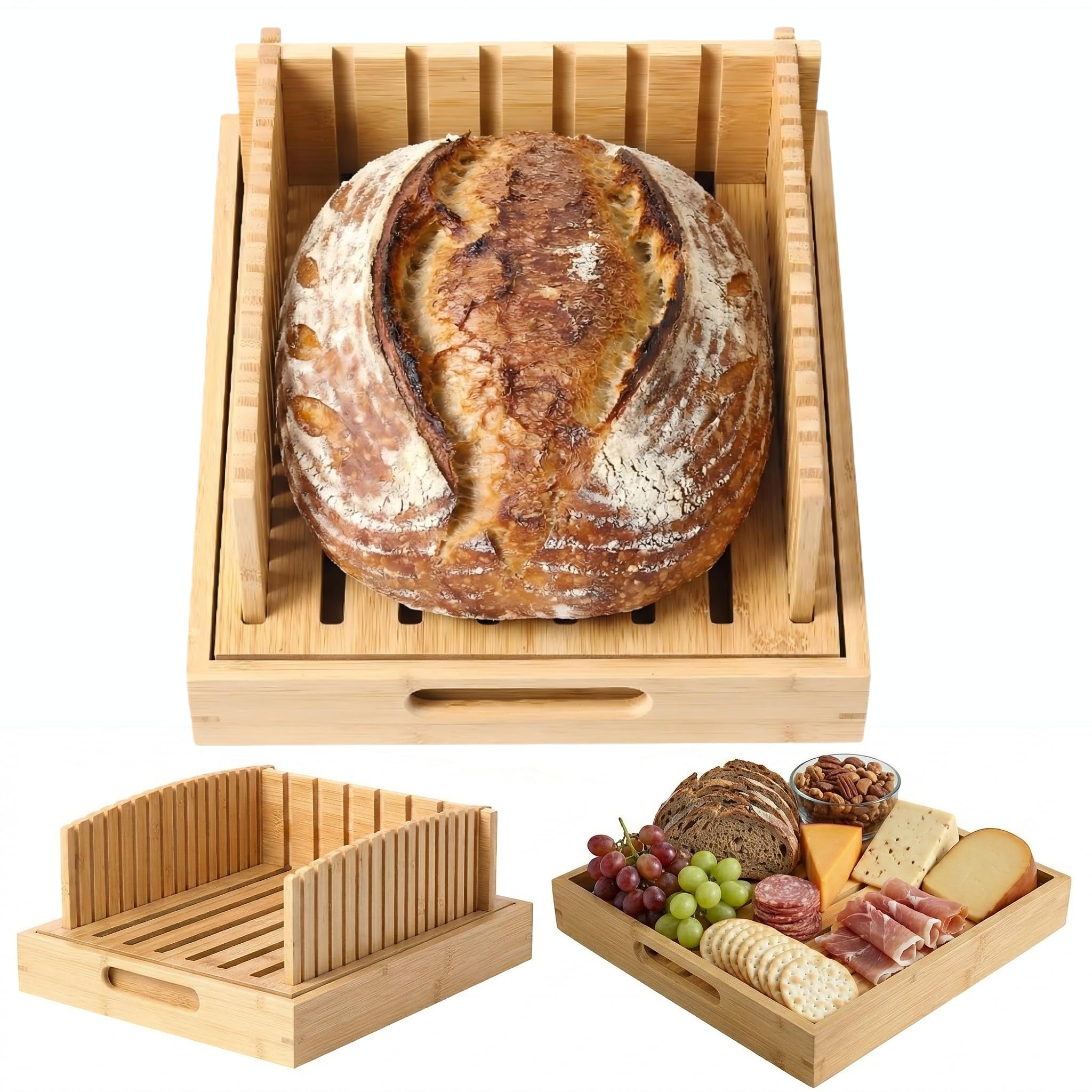 Photo 1 of 10.5" Bread Slicer for Sourdough - Bamboo Homemade Bread Cutter Guide with Crumb Tray