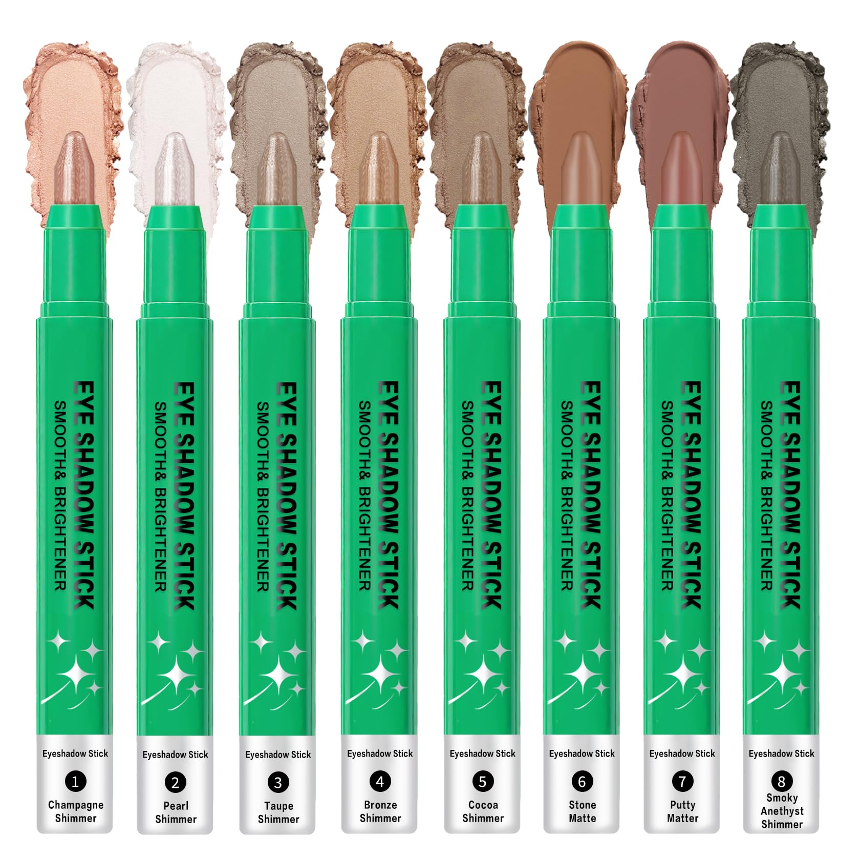QIUFSSE 8PCS Eye Shadow Sticks,Shimmer Cream Eyeshadow Stick Set,Eye Brightener Stick,Lightweight Smooth Eye Shadow for Older Women,Teenagers,