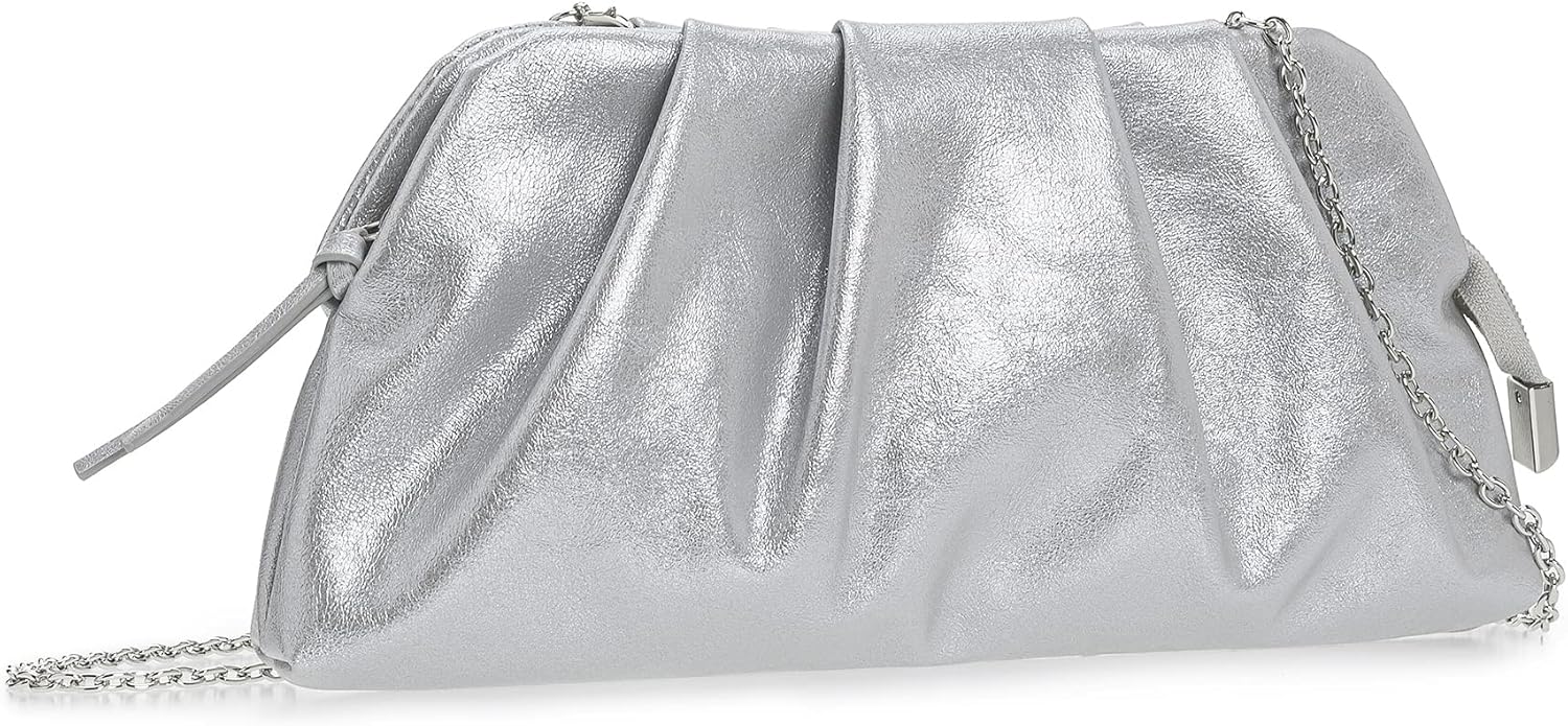 CHARMING TAILOR Chic Soft Vegan Leather Clutch Bag Dressy Pleated PU Evening Purse for Women - Image 3