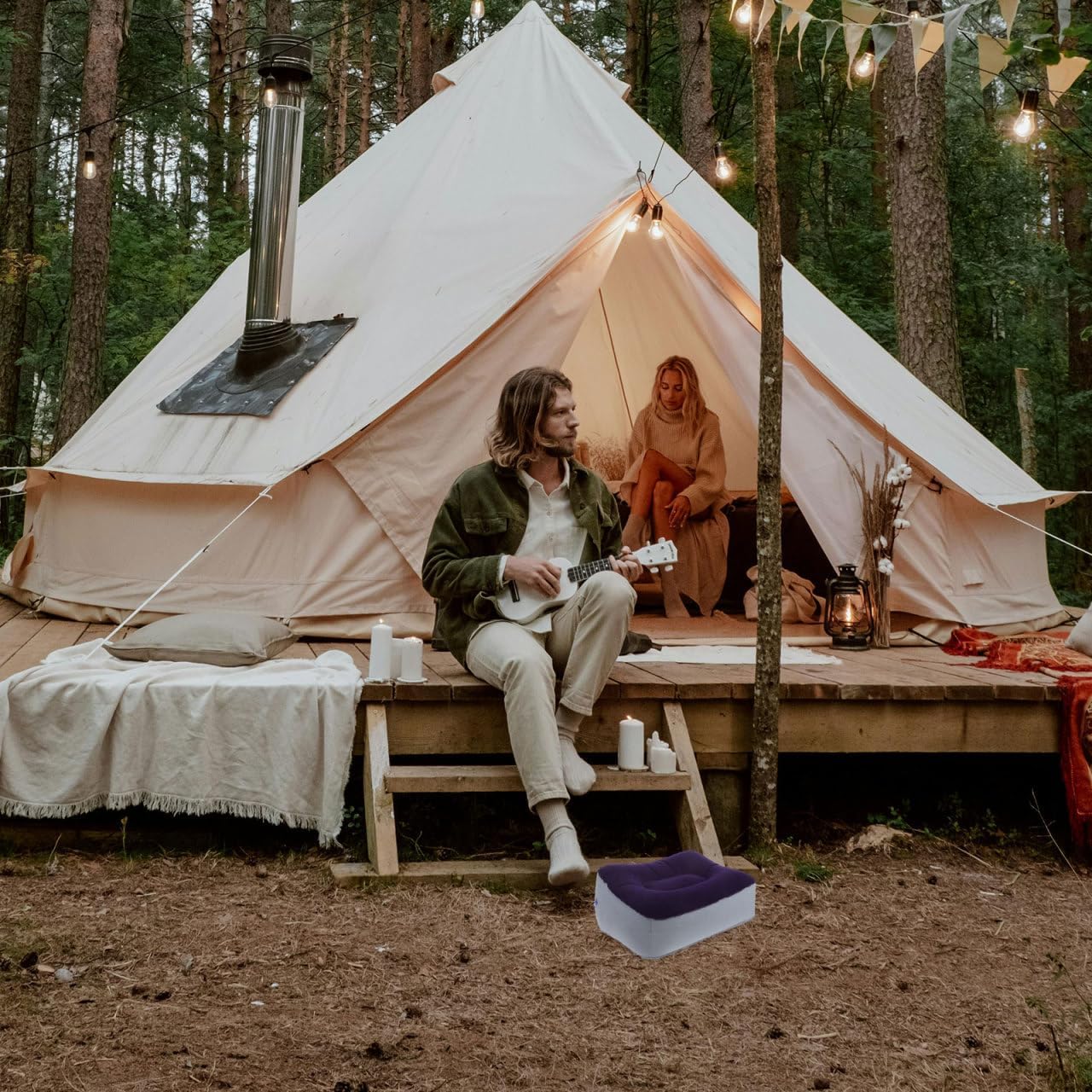 Garneck 2PCS Inflatable Foot Rest Pillows Inflatable Travel Foot Rest Cushions Foot Rest Pads Grey Under Desk Foot Cushions for Airplanes Cars Buses Trains Office 37x28cm (Grey Blue) - Image 9