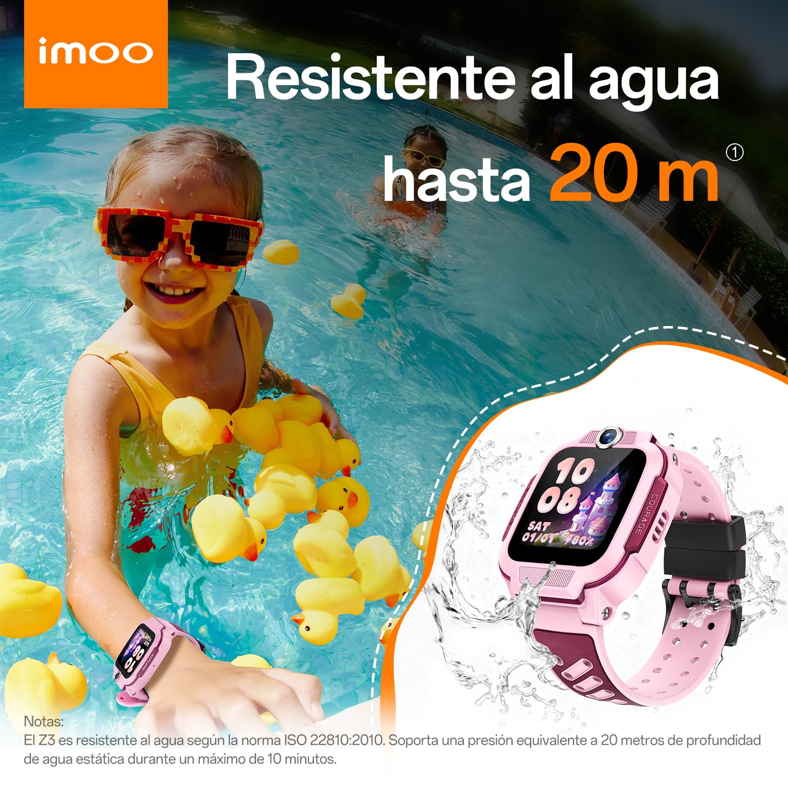 imoo Z3 Smartwatch para Niños, Llamadas 4G Video/Voz y Rastreador GPS en Tiempo Real, HD de 1.5″ Resistente al Agua hasta 20m, Control Parental y Protección de Seguridad con Kit de Accesorios(Rosa)