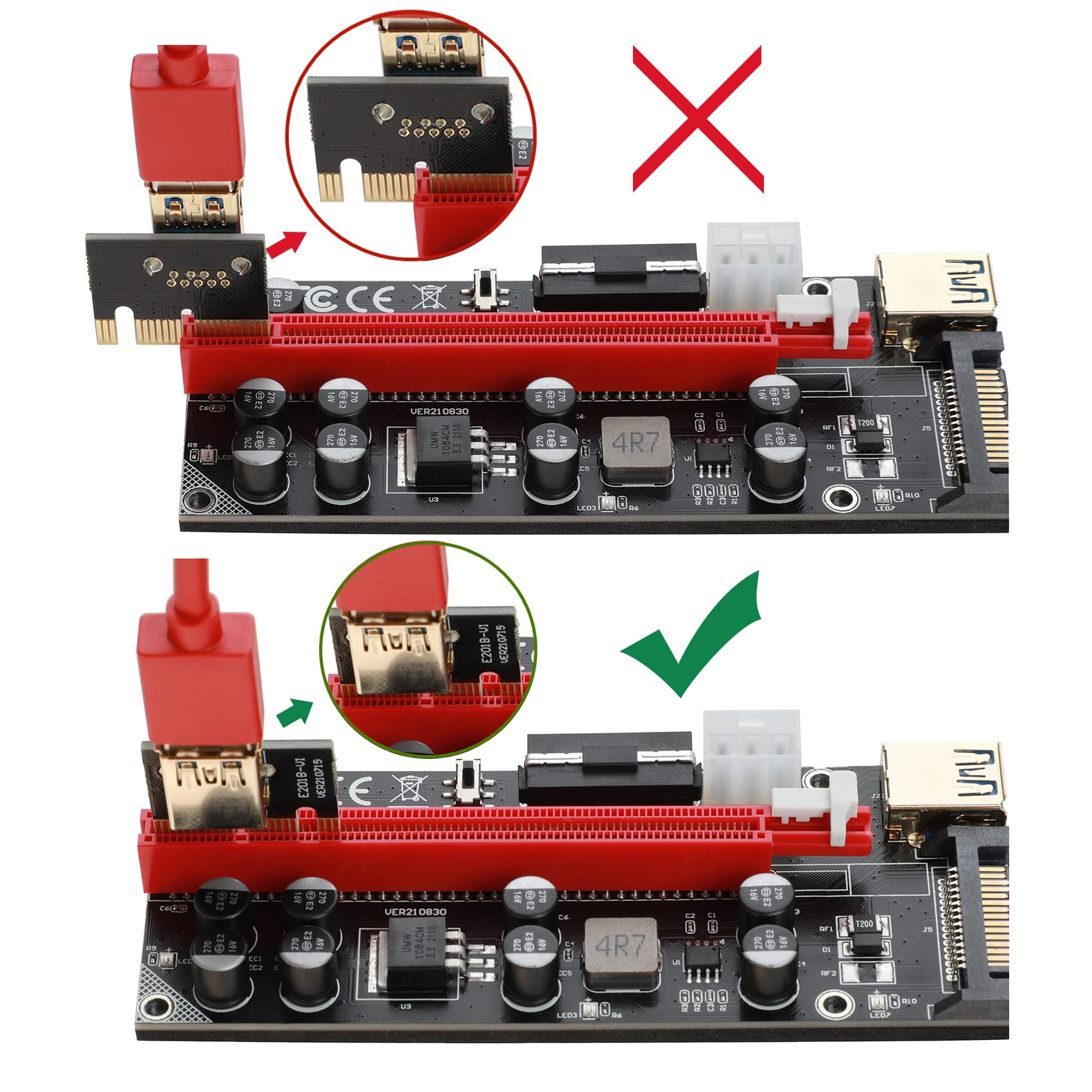 Cryptocurrency Mining Riser PCI-E 1X To 16X Riser Card With Power Cable -  GPU Extender For Crypto Mining Graphics Card Riser
