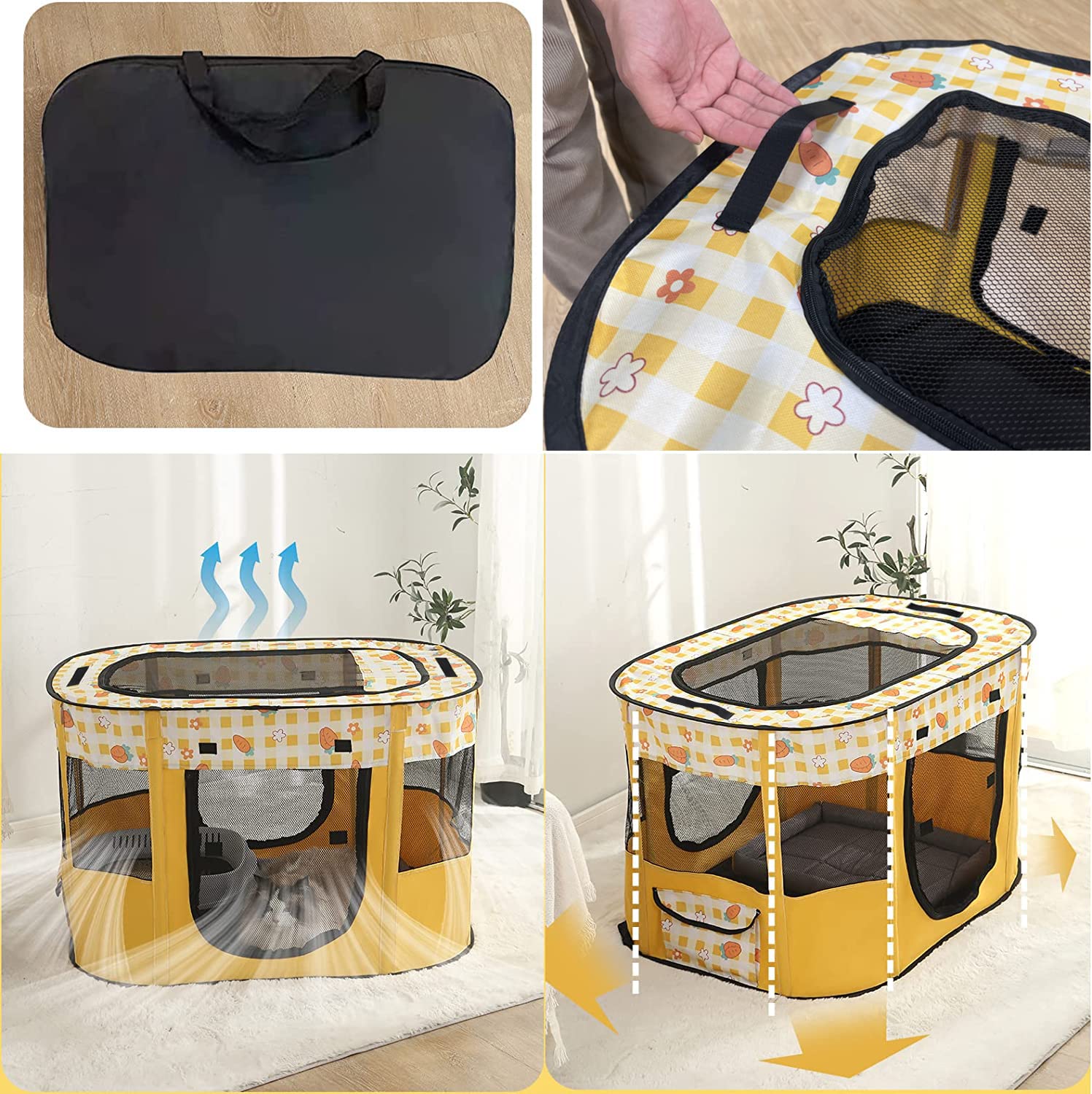 Box pieghevole per animali domestici, box per gatti, cuccioli, per interni (L, rosa)