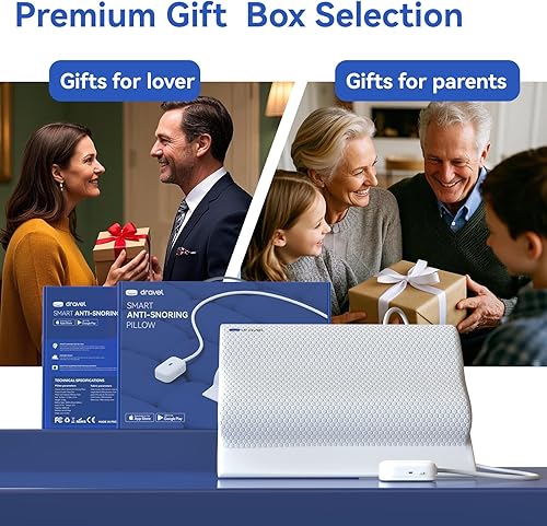 Miniatura 9 de DRAVEL Almohada inteligente antironquidos de alta calidad, posicionamiento avanzado y monitoreo de sonido, duerme bien de calidad premium para