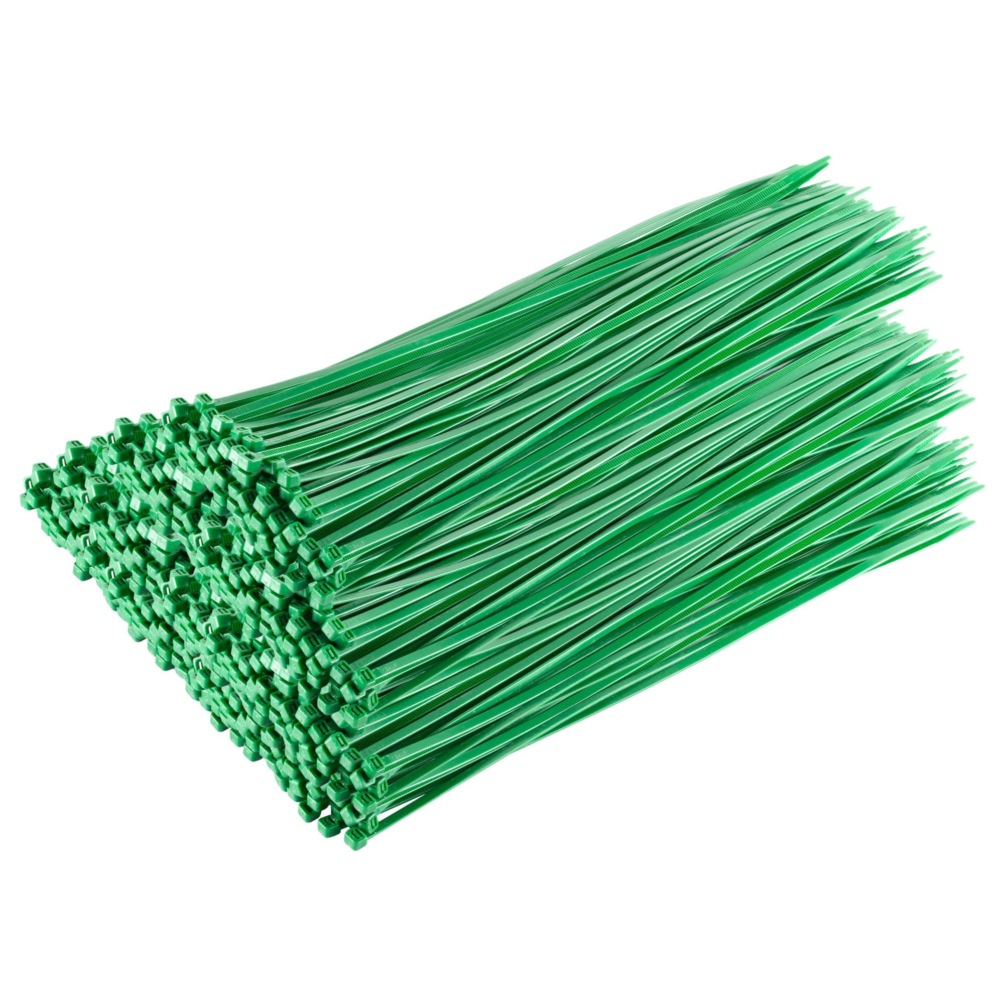 Gocableties Green Cable Ties, 370mm x 4.8mm, Bulk Pack of 1000, 12” Premium Nylon Zip Ties, Multi-Purpose Plastic Tie Wraps, Secure Self-Locking Mechanism, for Home, Garden, Office and DIY
