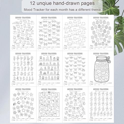 Miniatura 6 de Cuaderno prefabricado de puntos, cuaderno de cuadrícula de puntos prefabricado con planificador semanal y mensual sin fecha, varios rastreadores,