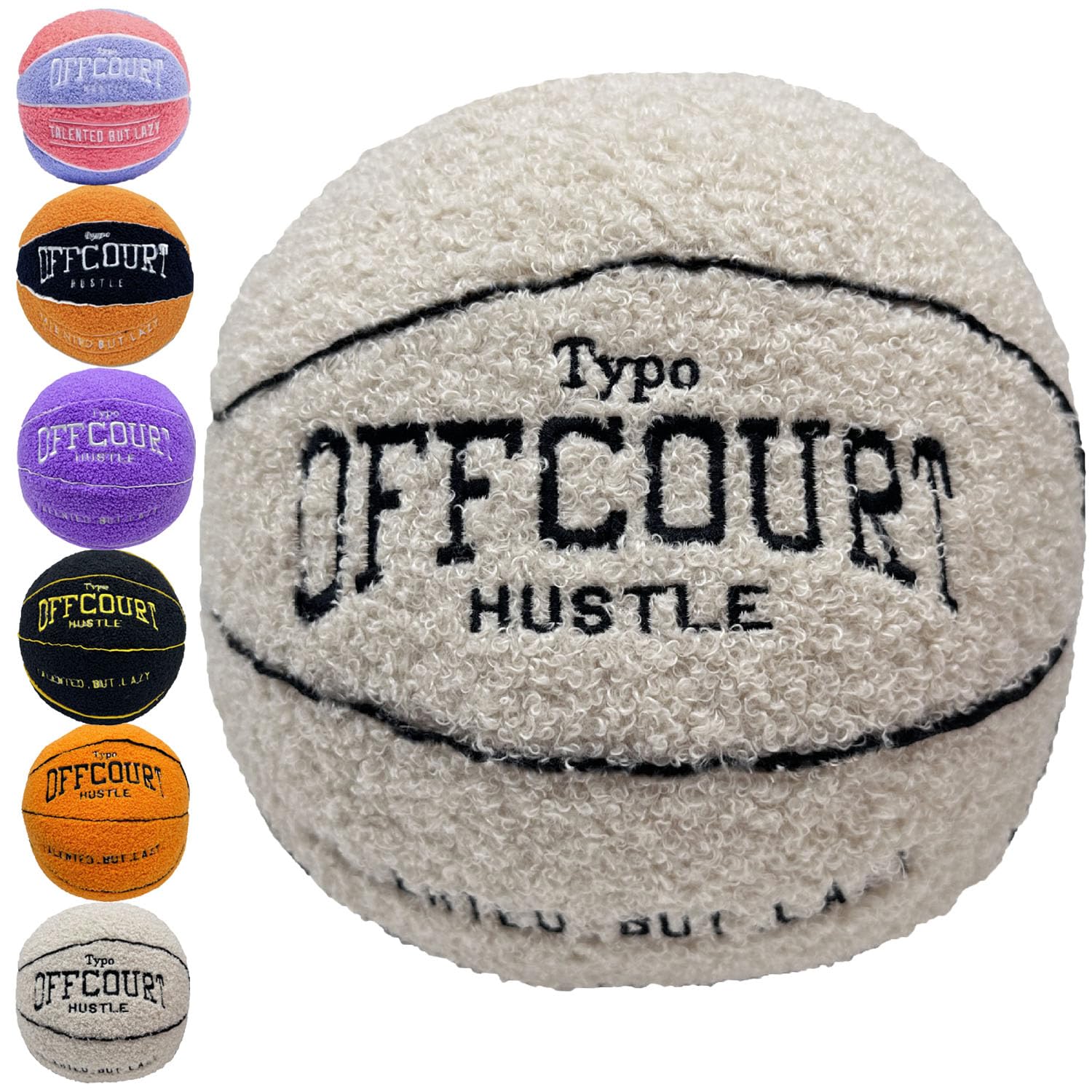 Offcourt Basketball Pillow, 25cm/9.5in Cuscino Basket Offcourt, Fluffy Soccerball Basketball Football Shaped Cuscino di Peluche, Sport Cuscini di Lancio, per Decorazione Camera