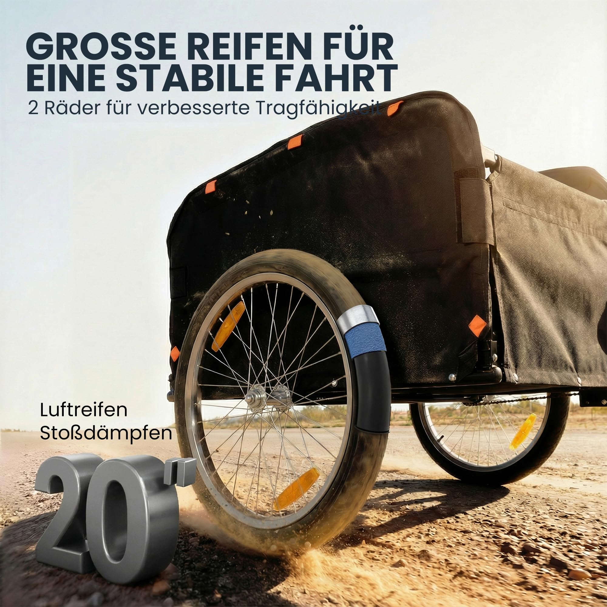 SPORTNOW Fahrradanhänger 170 L Transportanhänger bis 40 kg mit Kupplung Abdeckplane 51 cm Luftreifen