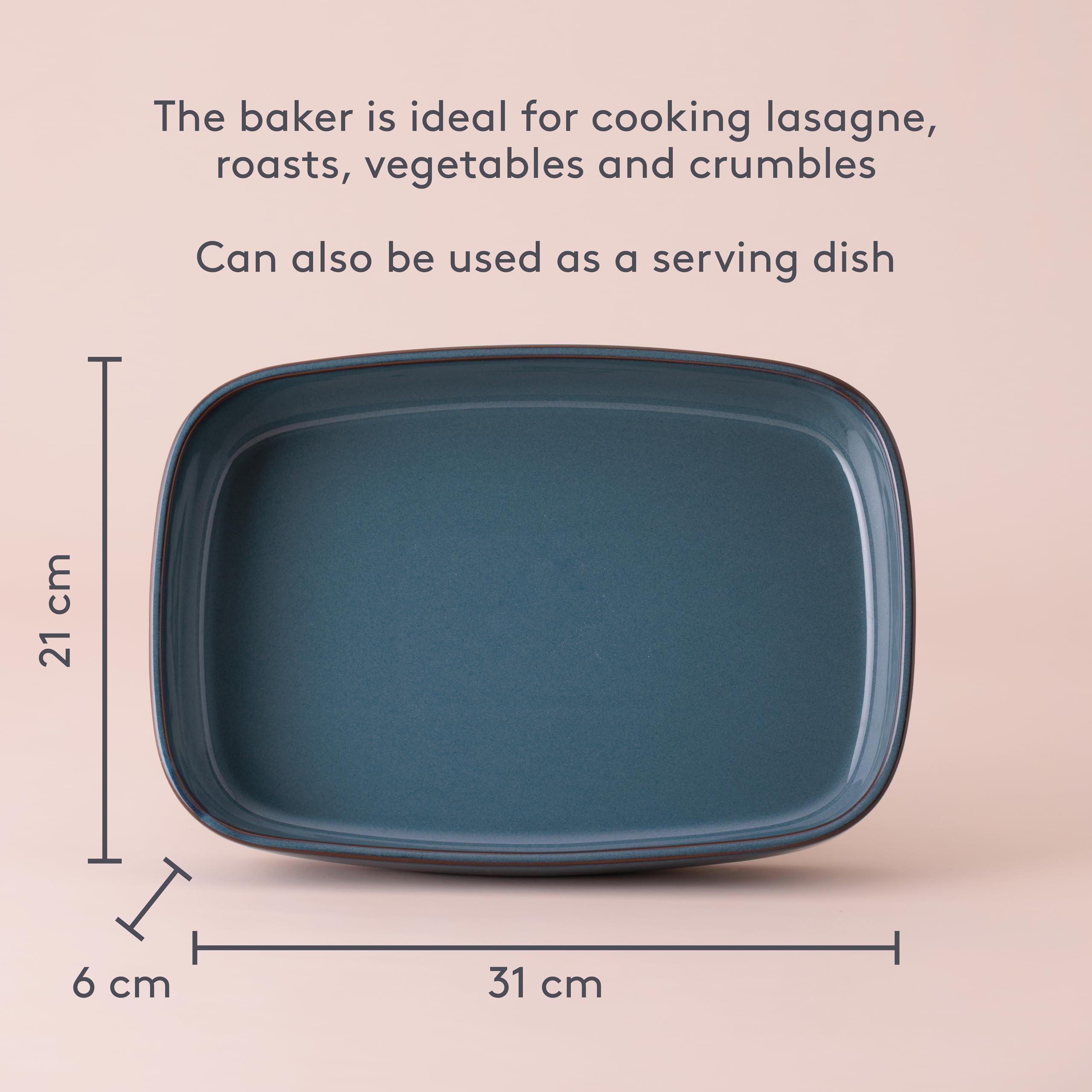 Mason Cash Plat à four rectangulaire bleu réactif 31 cm | 2 litres en grès avec finition émaillée unique – Idéal pour lasagnes, rôtis, légumes et miettes | Passe au lave-vaisselle et au micro-ondes