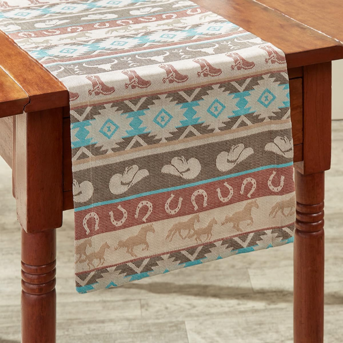 Park Designs Reusable Ranch Jacquard Table Runner, 13” x 36” Rustic Geo Dinner Mat Cover for Country Kitchen Decor, Southwestern Centerpiece Tabletop Display, & Farm Ranch Dining Room Decoration
