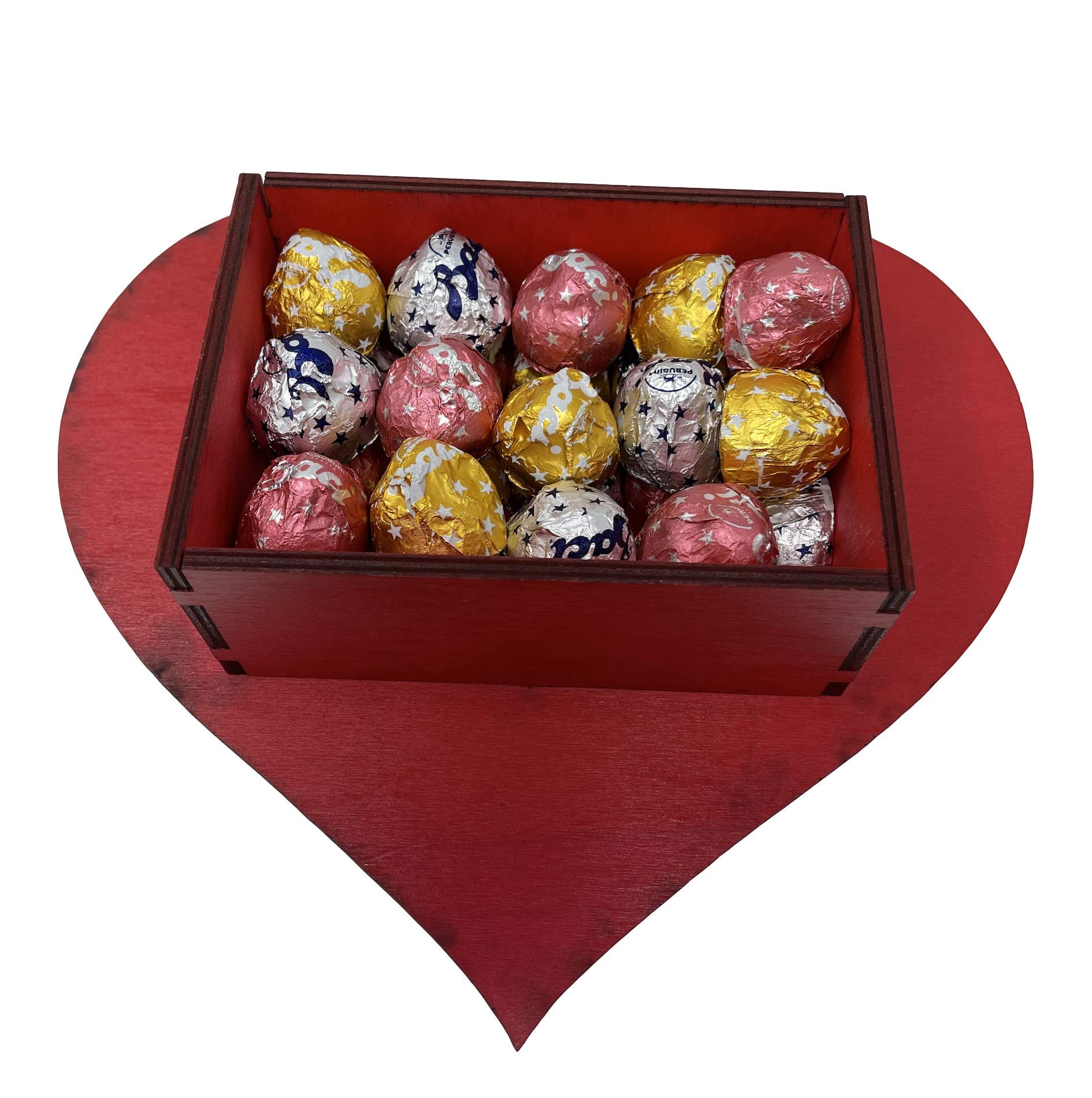Scatola SAN VALENTINO personalizzata in legno Rossa a forma di cuore con 350 gr di Baci Perugina cioccolatini, confezione REGALO idea regalo san valentino RENDI UNICO IL TUO SAN VALENTINO! (ASSORTITO)