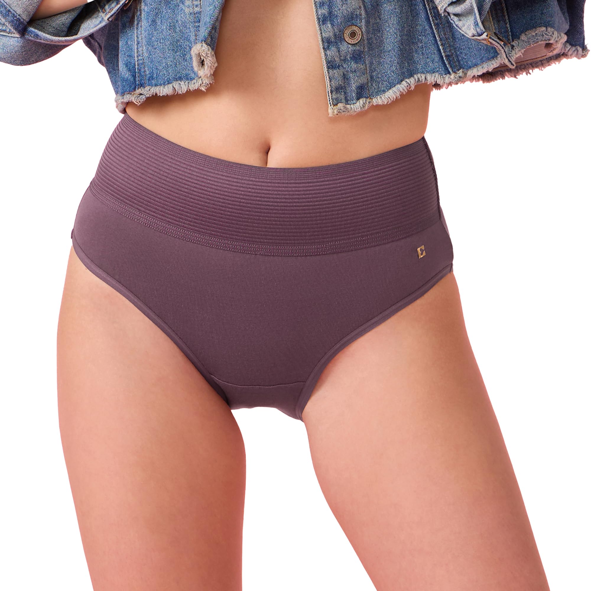 enamor Cotton Classic, All Day Comfort, High Waist Brief - Breathable, Antimicrobial with Stain Release, Outer Brushed Wide Elastic, Full Coverage - CW01-picture-12