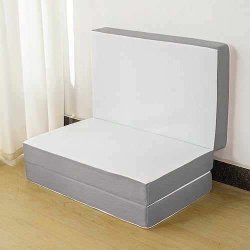 Miniatura 3 de Nutan Colchón de espuma viscoelástica de gel con cremallera triple de 4 pulgadas, almohadilla para cuna, cama de invitados, colchón de piso