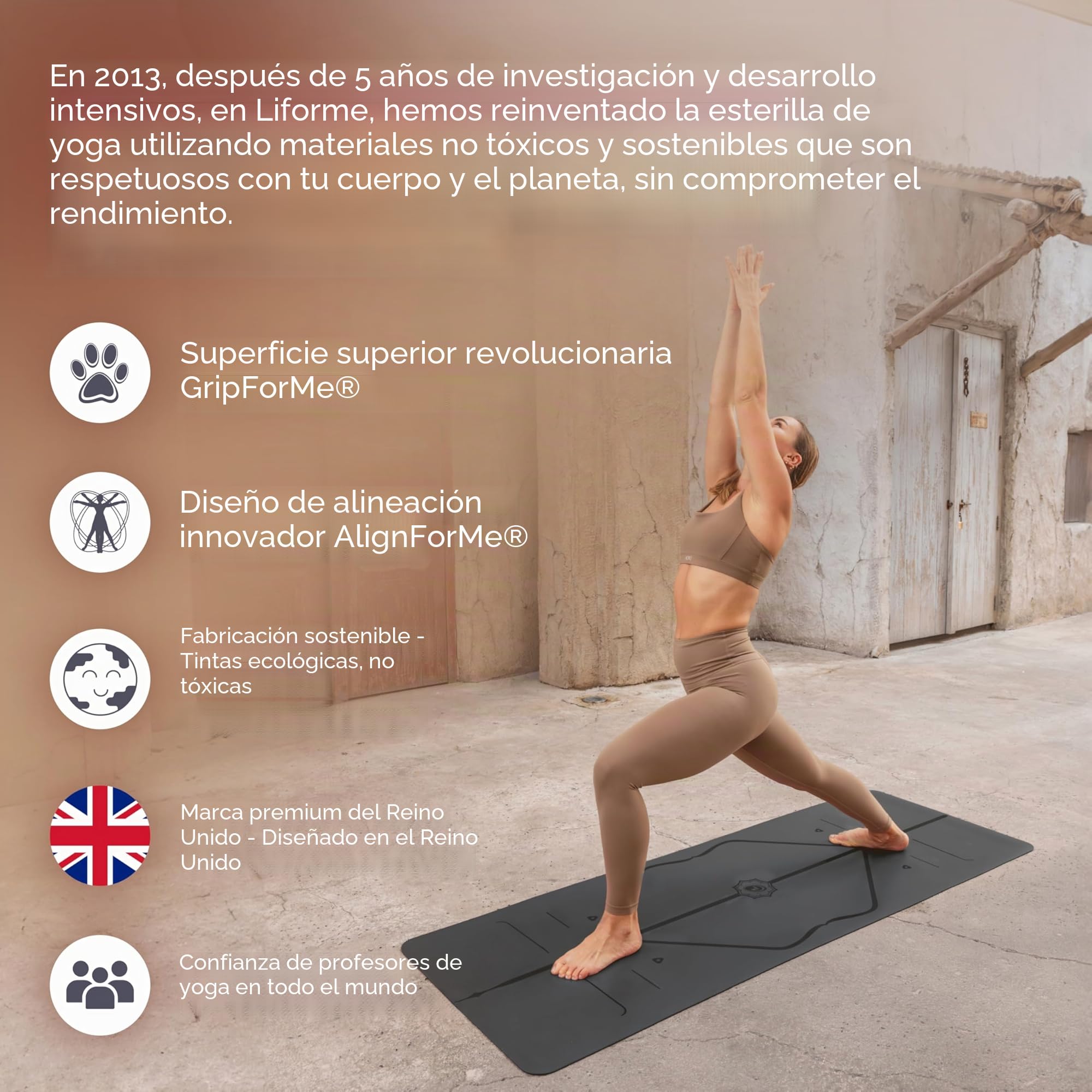 Liforme Esterilla Yoga Antideslizante - Mejor Colchoneta De Yoga Del Mundo Con Sistema De Alineación Original y Patentado - Yoga Mat Ecológica y Respetuosa Con El Medio Ambiente