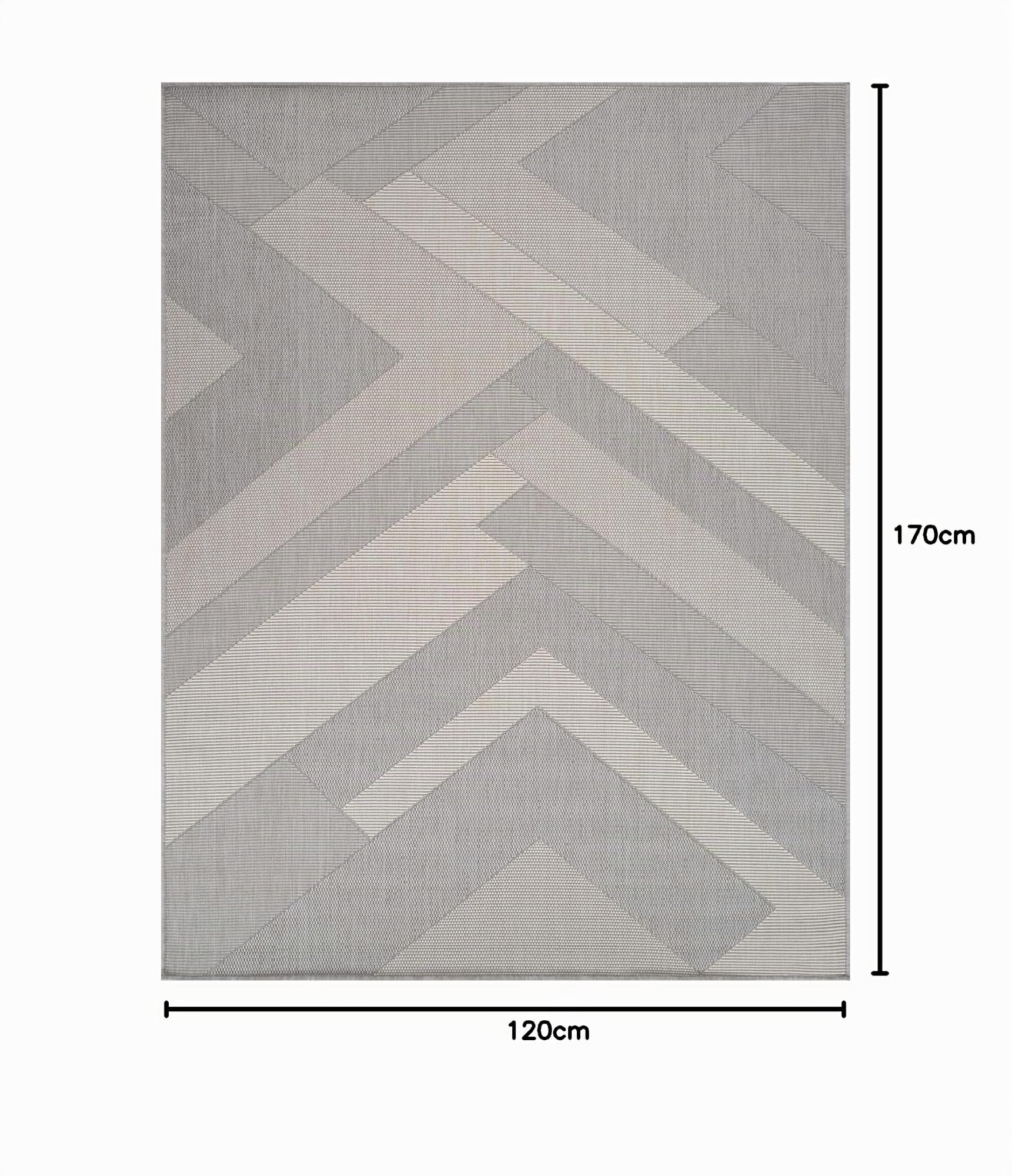 Livabliss Tekeli Tappeto da Esterno ed Interni Tappeto Esterno Terrazzo Moderne, per Giardino, Balcone, Stile Boho Tappeti Ampi Dimensioni, 120x170 cm Grigio e Avorio