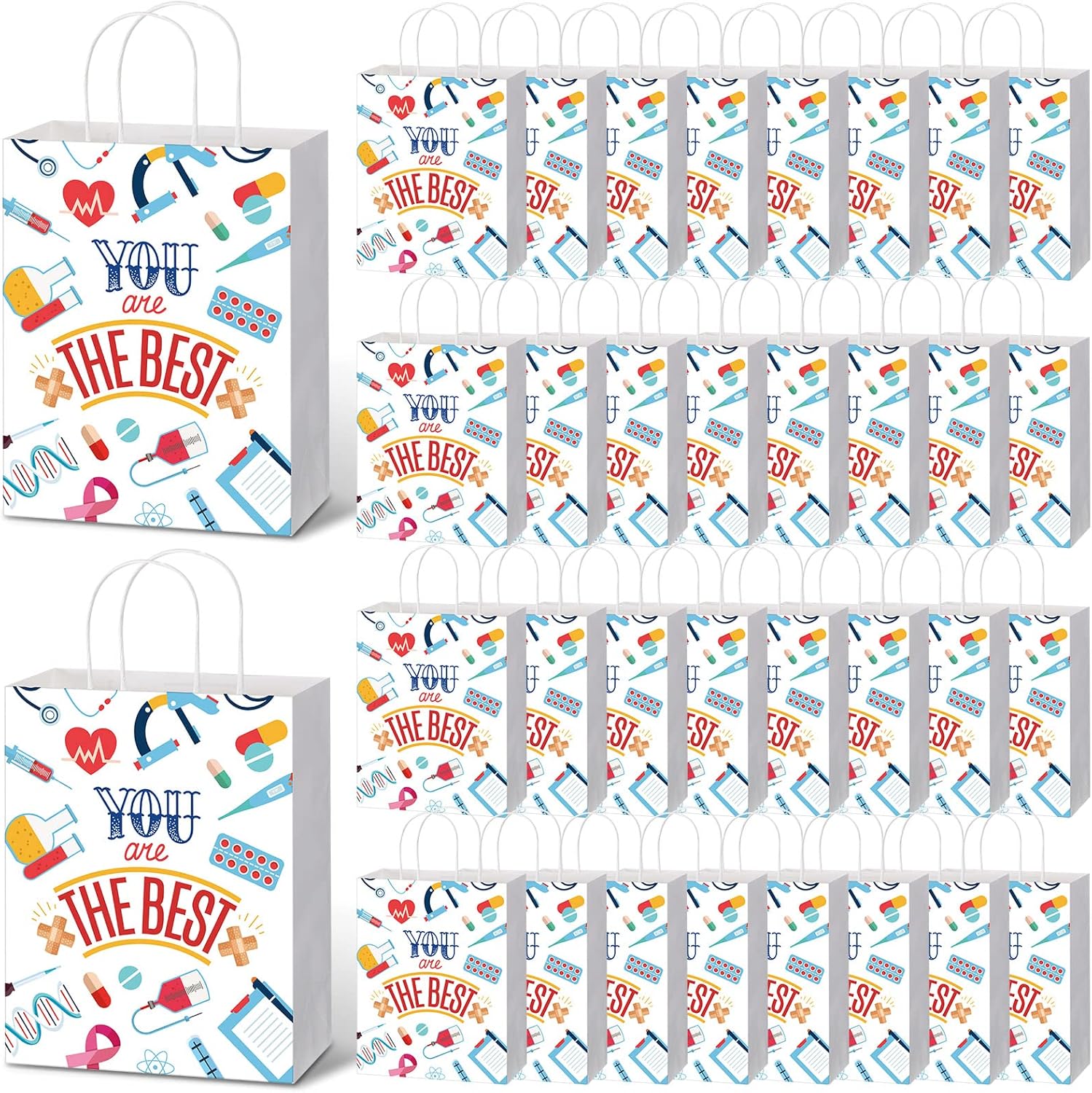 Eaasty 100 Pcs Nurse Gift Bags Nurses Week Gift Bags Bulk