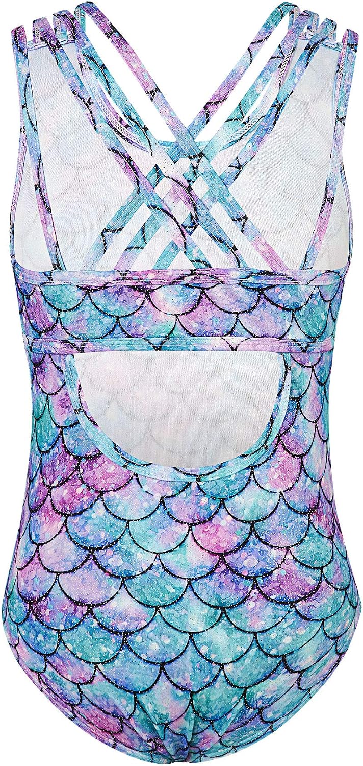 Vieille Gymnastics Leotard for Girls Criss Cross Straps Back Unitards Sparkly Ballet Dance Outfits Clothes 3-9T