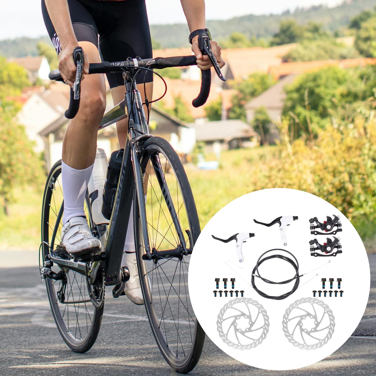 Scheibenbremse Fahrrad Set, 160mm Bremsscheiben Fahrrad, Mechanische Fahrrad Bremse Für Mountainbike Und Rennrad, Hochwertiger Bremssattel, Werkzeugloser Belageinsteller, Für Shimano Kompatibel