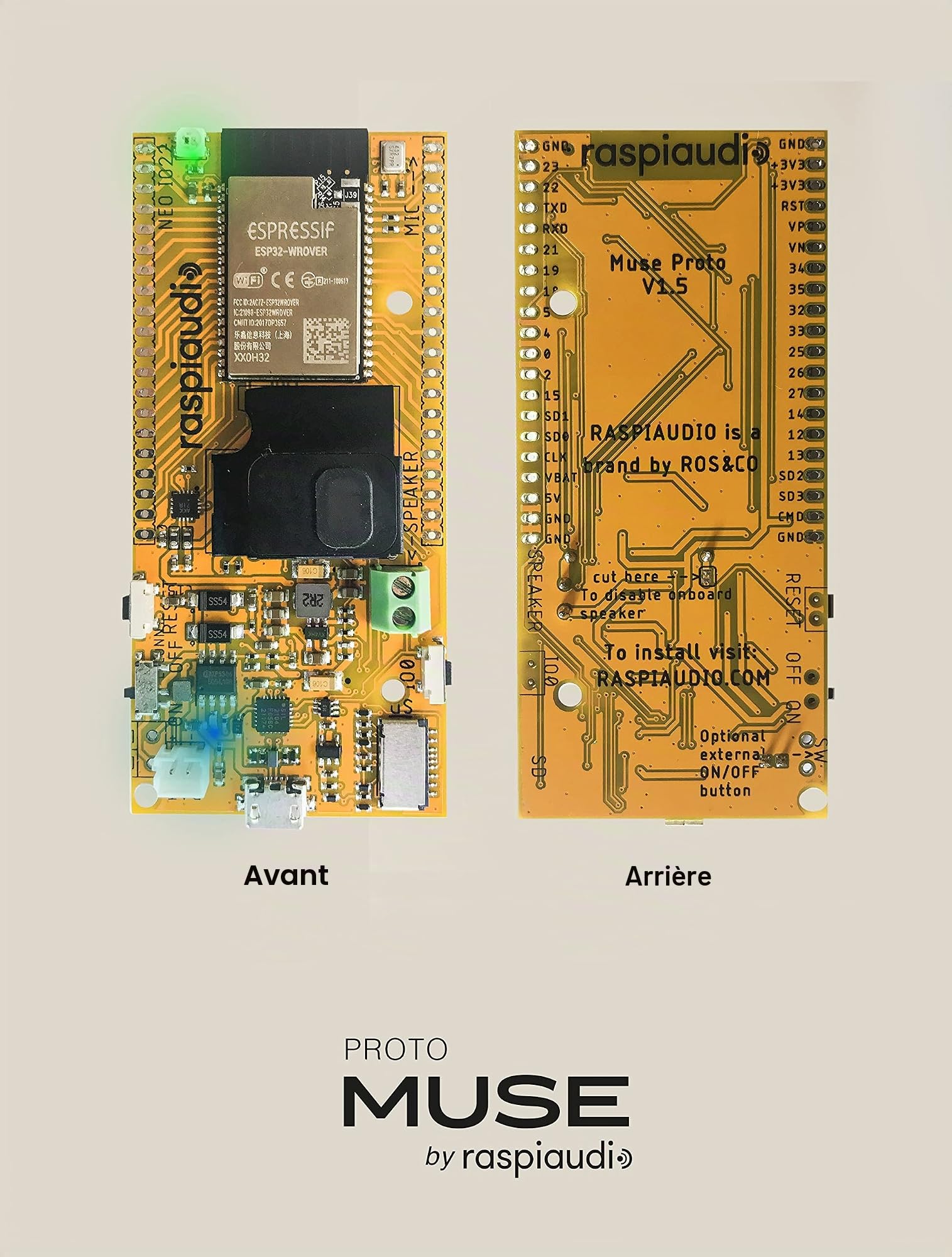 RASPIAUDIO ESPMUSE Proto esp32 Development Card with Speaker and Microphone