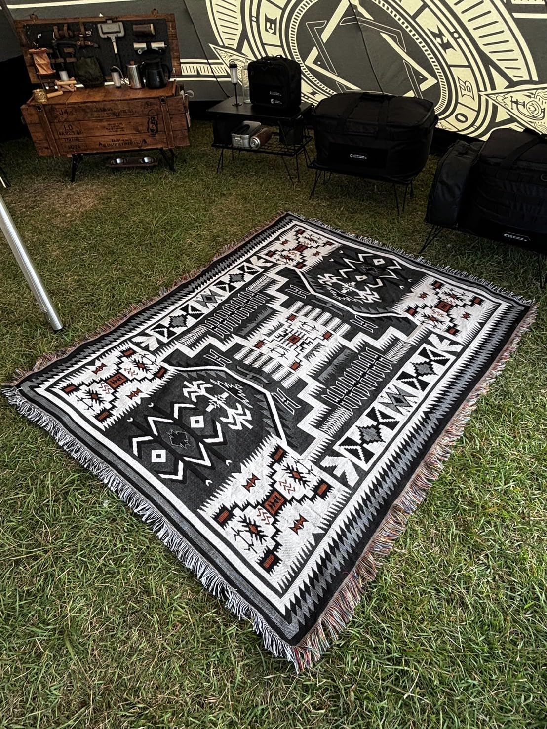 Amazon.co.jp: Peel Forest 西海岸風 ネイティブ柄 オルテガ柄ラグ