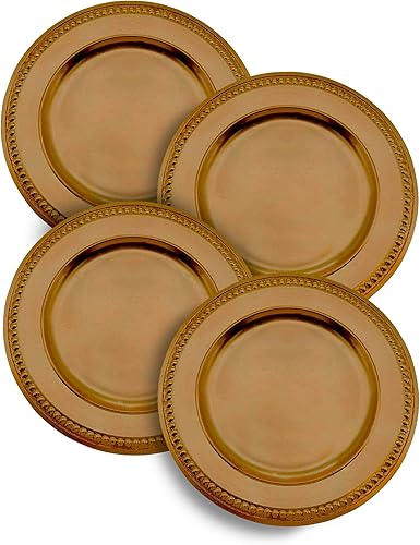 SARO LIFESTYLE CH286.GL14R Shelby Collection - Placa de carga decorativa con diseño de puntos de cuentas, color dorado, 14 pulgadas