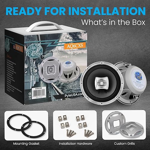 Miniatura 2 de Lanzar Altavoces marinos de 6.5 pulgadas, sistema de sonido estéreo de audio resistente al agua de 2 vías con potencia de 400 W, parrillas