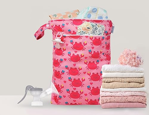 Miniatura 3 de Juego de 2 bolsas húmedas y secas para pañales de tela para bebé, partes y botellas de sacaleche, lavables, impermeables, reutilizables, bolsas de