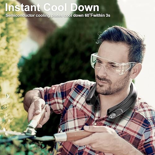 Miniatura 5 de PANERGY Aire acondicionado para el cuello, ventilador de cuello recargable sin aspas de 5000 mAh con 2 placas de enfriamiento, ventilador personal