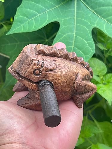 Vista 14 de Instrumentos de percusión hechos a mano con rana de madera, instrumento musical de rana de madera, juego de 3 piezas, rana de 4 pulgadas, rana de 3