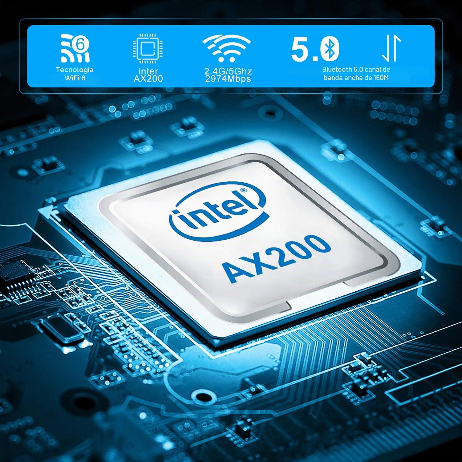 Podazz WiFi 6 AX200 NGW - Tarjeta WiFi para PC de Doble Banda 5GHz 2400Mbps/2.4GHz 574Mbps, Adaptador de Red WiFi Inalámbrico, Compatible con Bluetooth 5.0 | MU-MIMO |