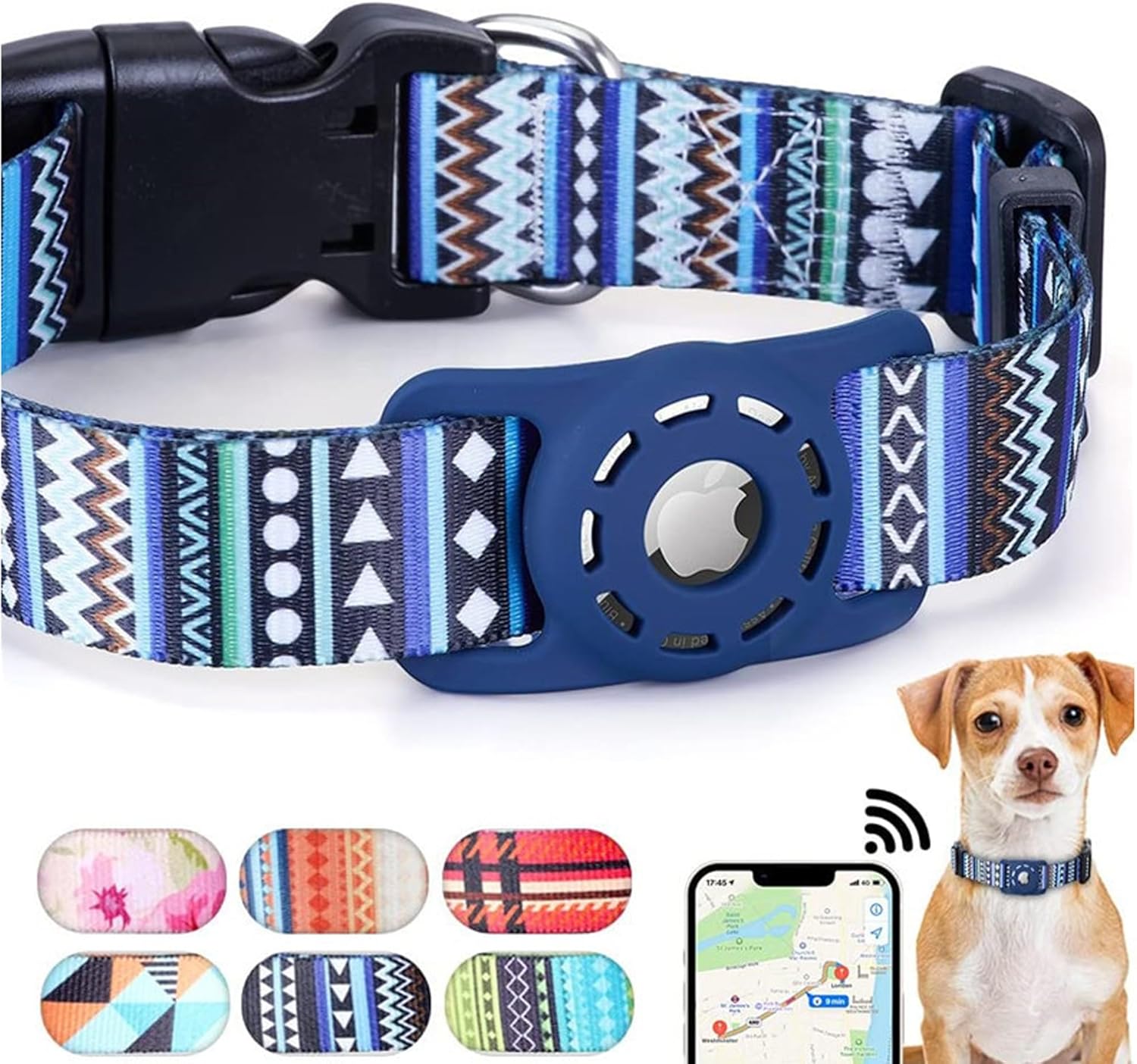 AirTag Dog Collar, Padded Apple Air Tag Dog Collar