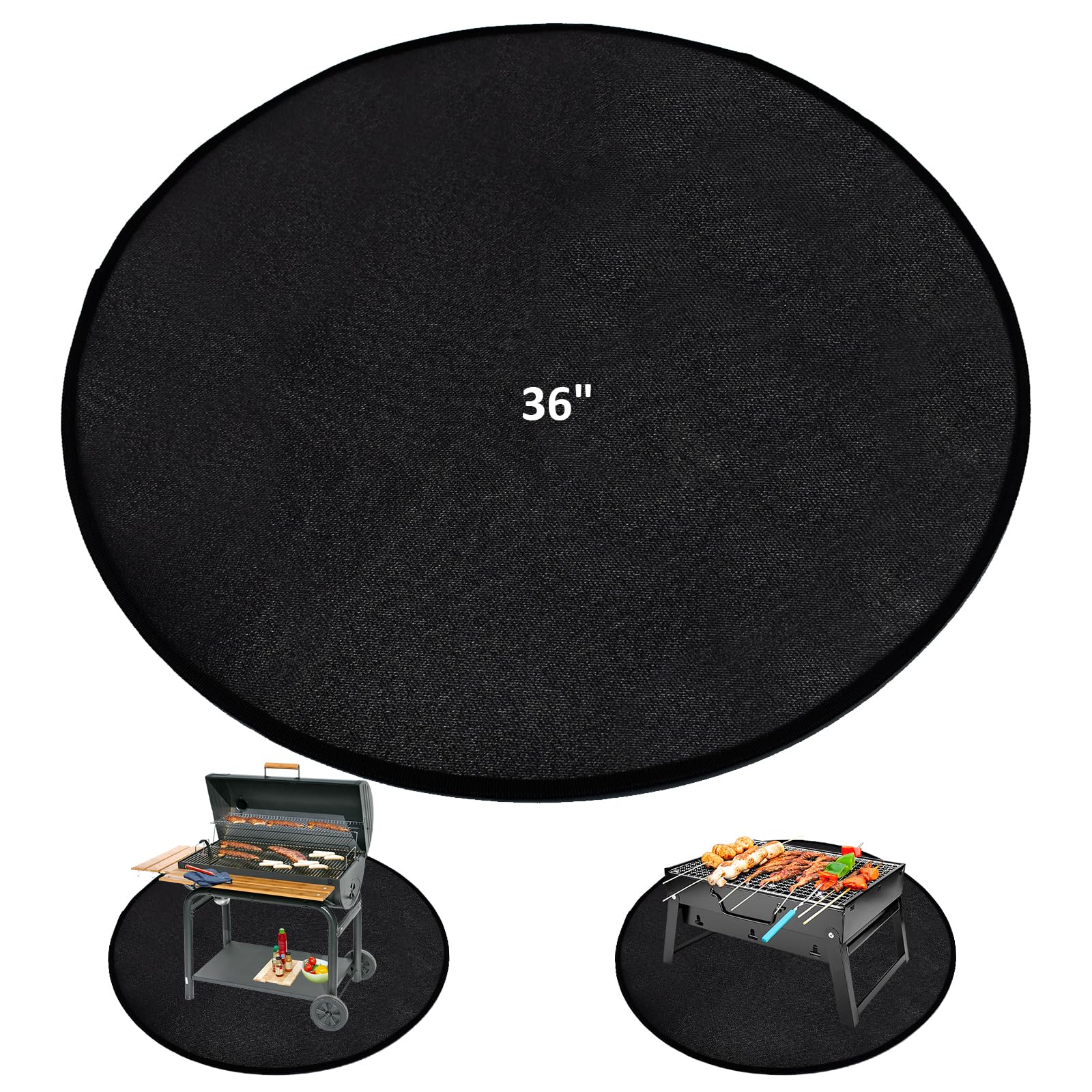 Alfombra Ignífuga, 36" Redonda Resistente al Fuego Base Ignífuga Impermeable Plegable Alfombrilla para Fogatas Al Aire Libre Fire Pit Mat para Suelo, Terraza, Barbacoa, Parrilla, Camping