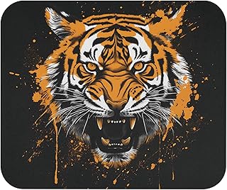 قاعدة ماوس باور ووش بتصميم نمور برتقالية سوداء للاب توب والكمبيوتر - 131، مطاط