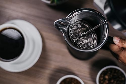 Miniatura 5 de Lafeeca Cafetera de prensa francesa Acero inoxidable de doble pared aislada al vacío Cafetera térmica grande de 34 onzas, 33.8 fl oz, negro mate