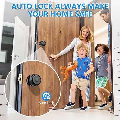 Miniatura 6 de Cerradura de puerta de huellas dactilares, perilla de puerta inteligente, entrada 3 en 1 (huella dactilaraplicaciónllave) para seguridad del hogar,