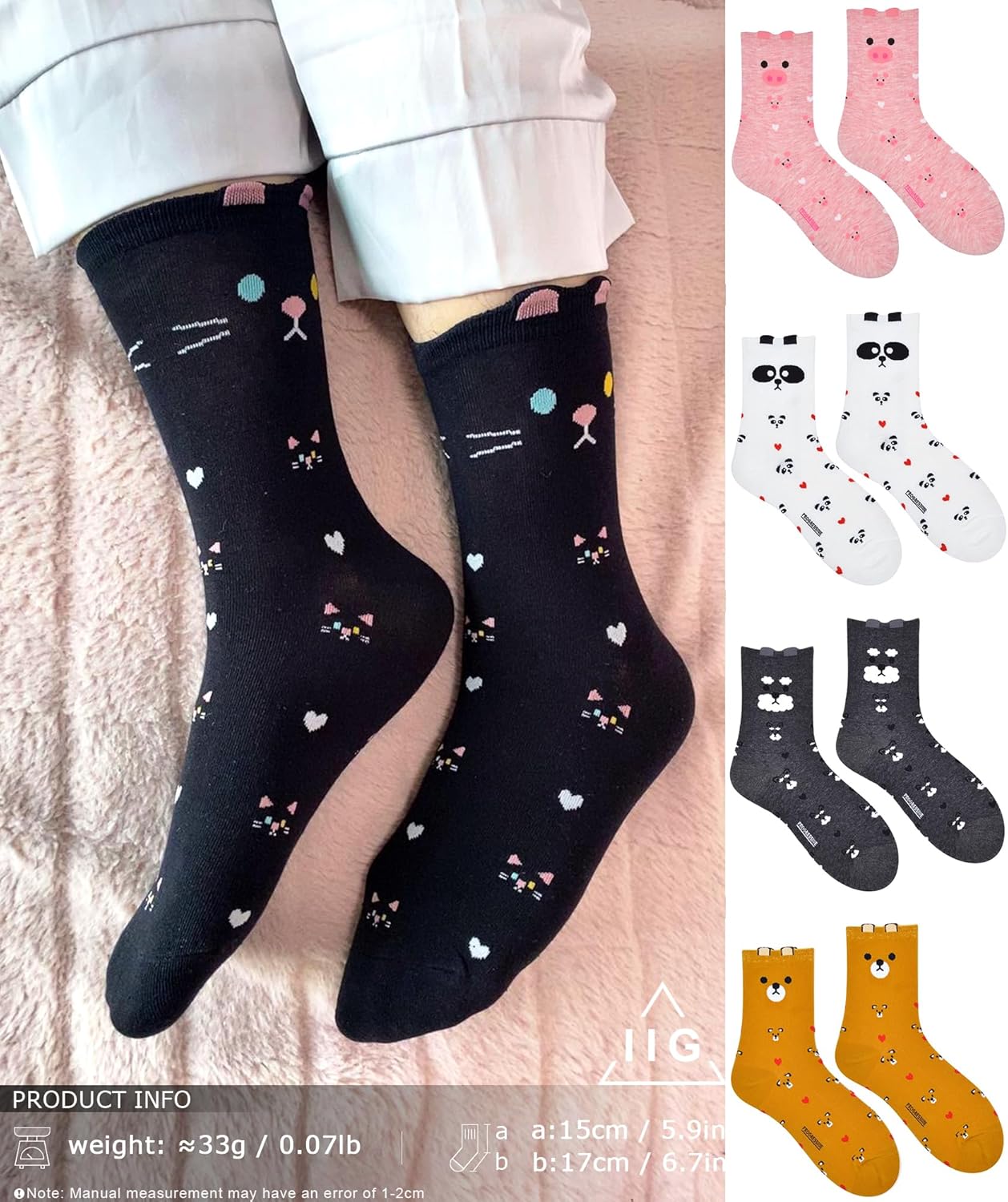 IIG Women's Funny Crew Socks Novelty Cute Patterned Socks 5 Pairs Gifts for Girls - Image 2