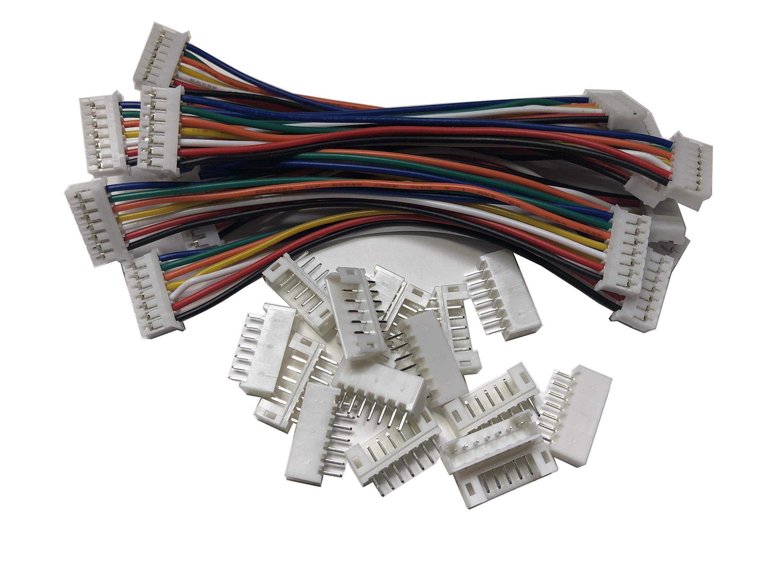 8 peças 7 pinos JST PH conector fêmea em ambos os lados - 100 mm