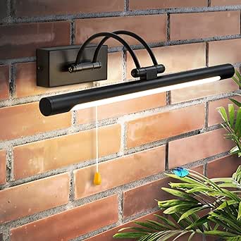 MantoLite LED Wall Lamp, 40CM Aluminum Frame Picture Light, Acrylic Reading Light Wall Lamps For Indoor Sconces Bedroom Bathroom Mirror Lighting Fixture, 11W 880LM IP44 3000K Black Finish