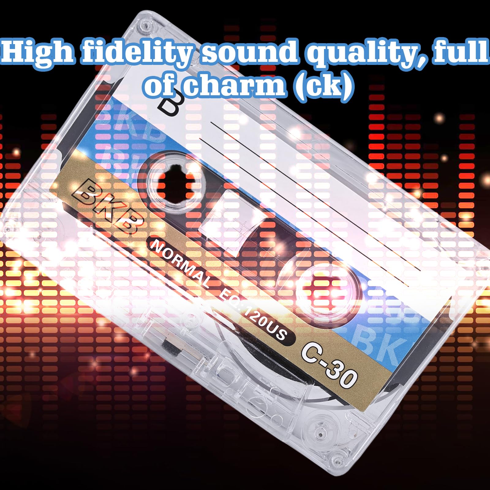 HOMURY Confezione da 10 cassette audio vuote: cassette audio a basso rumore, cassetta musicale da 60 minuti, custodia in plastica trasparente per conferenze, seminari, registrazioni quotidiane