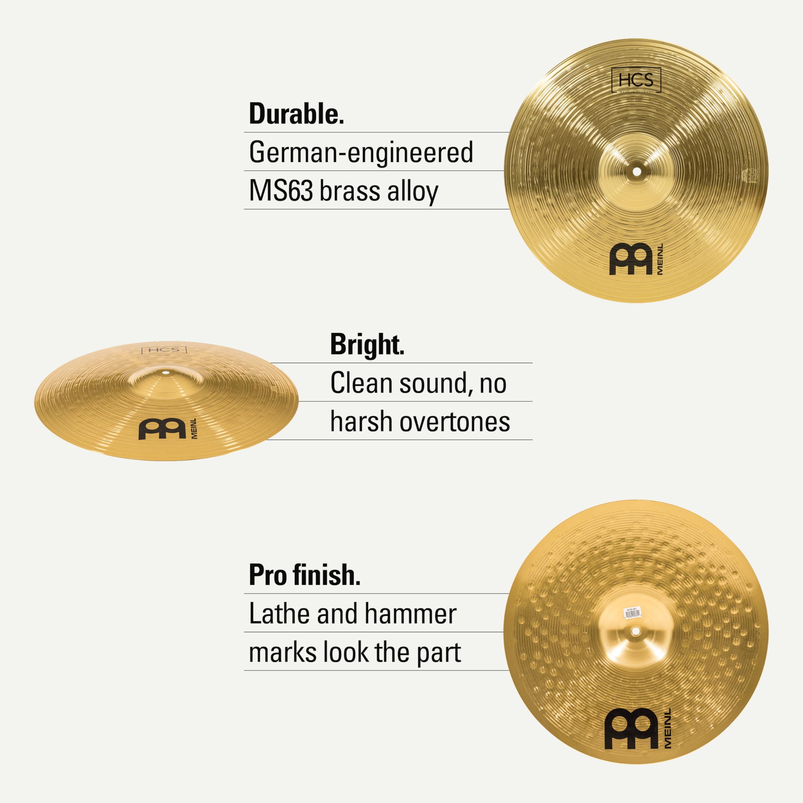 Meinl Cymbals HCS Crash 18" Piatti per Batteria Tradizionale Ottone Made in Germany