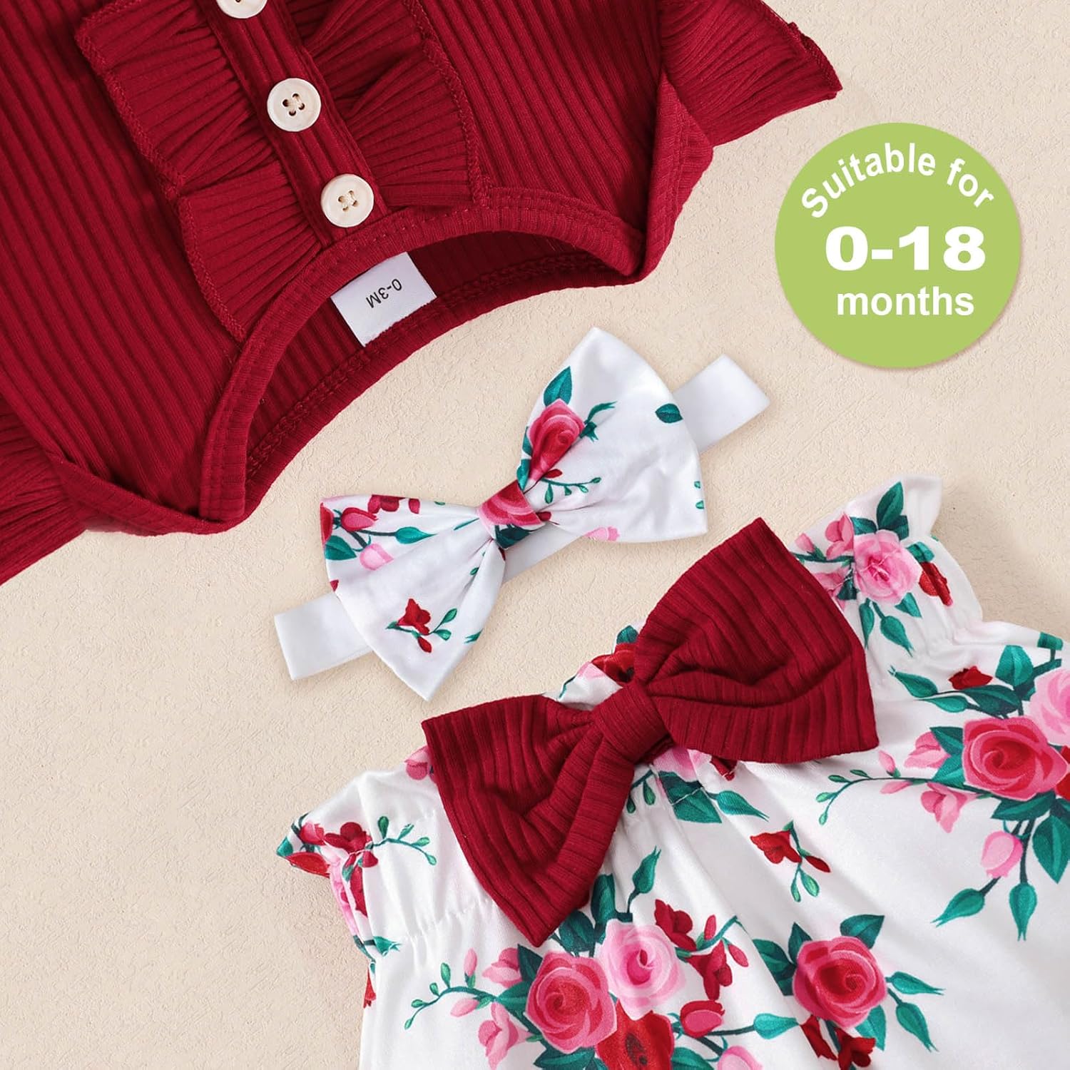 Baby Girl Clothes Newborn Infant Long Sleeve Ruffle Romper Floral Pants Outfit Set for 0-18 Months - Image 4