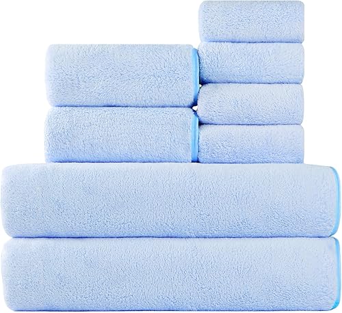 Miniatura 1 de Galxury Juego de toallas de baño para baño, 8 piezas, 2 toallas de baño, 2 toallas de mano, 4 toallas de microfibra de terciopelo coral, toallas