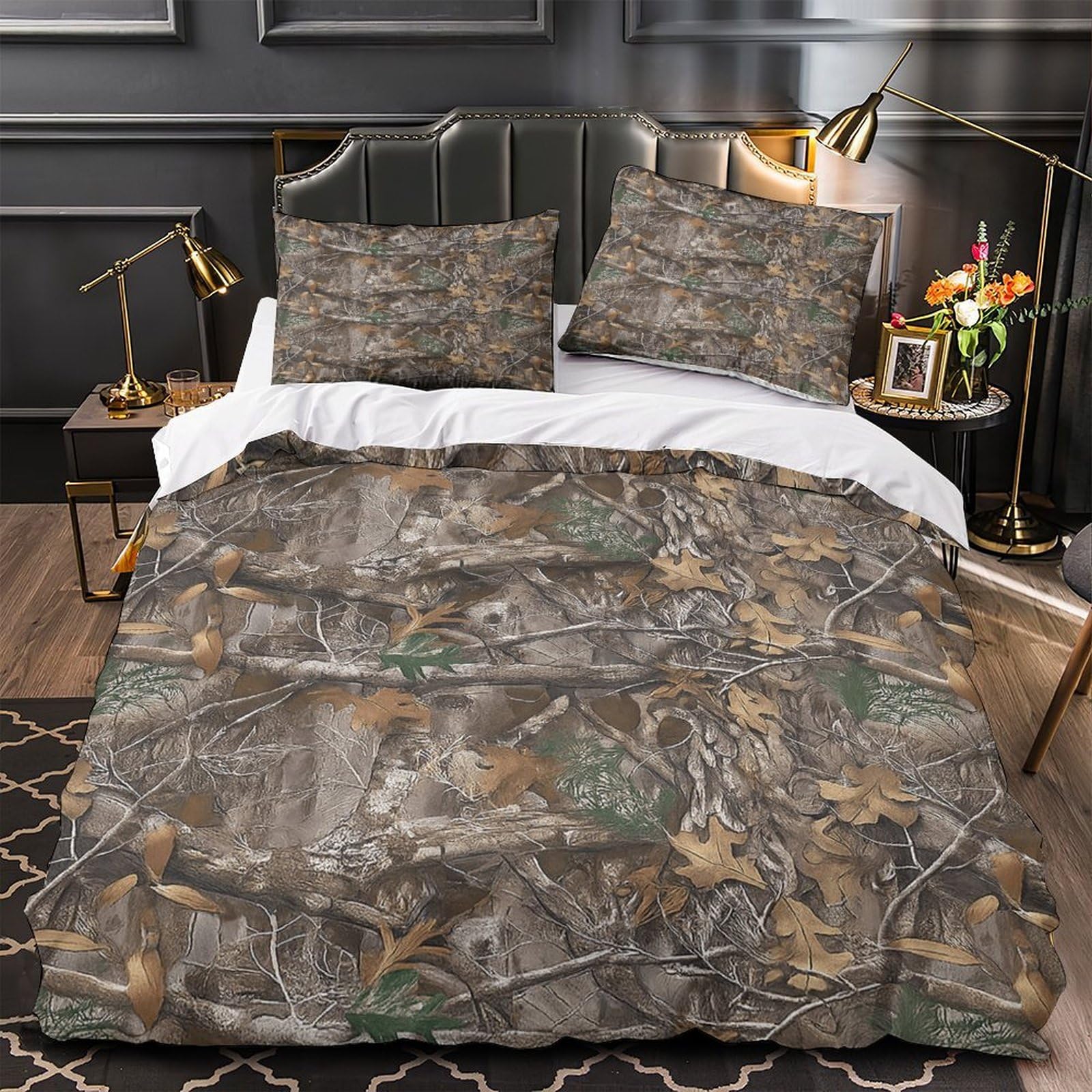 Parure de lit camouflage forestier 3D housse de couette microfibre ado 140x200