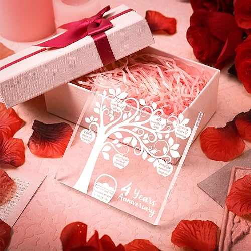 Miniatura 3 de 4 años de aniversario de boda, 4 años de matrimonio, 4 años juntos, recuerdo de 4 aniversario y pisapapeles para pareja, regalo de fruta tradicional